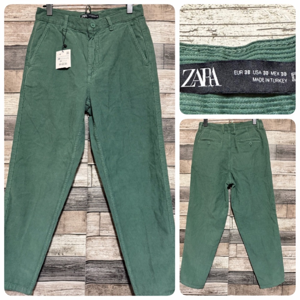 Zara Corduroy Pants Men’s 30x27.5 Green 100% Cotton